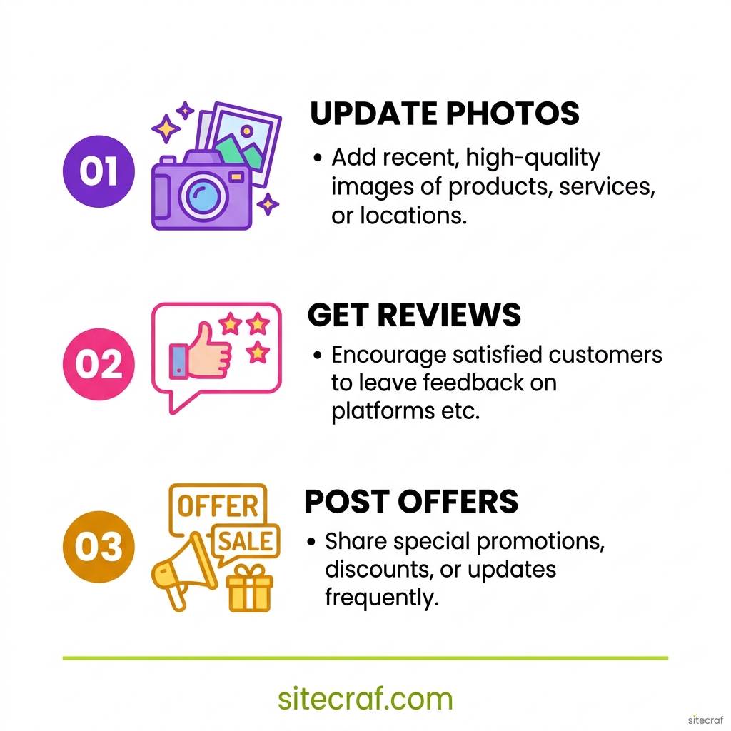 Checklist Infographic: 3-step checklist to maintain Google Business Profile rankings monthly